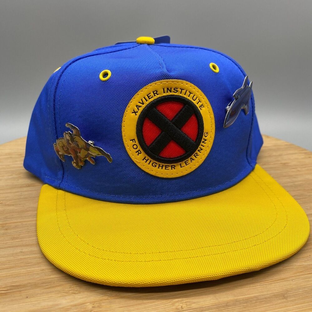 X-Men Disney D23 Expo Exclusive Hat Blue Yellow 2 Pins Marvel Xavier Animated - Picture 3 of 14
